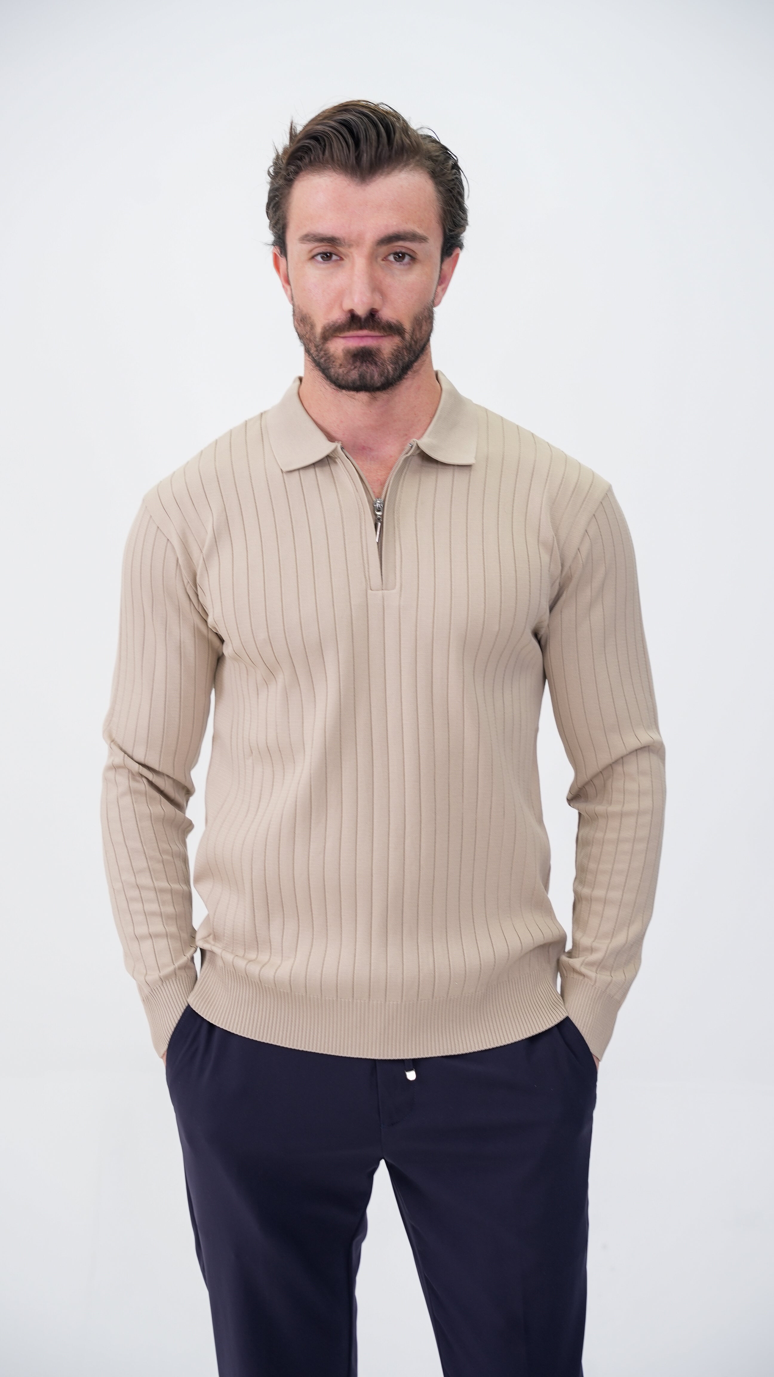 Pierres Dik Çizgili Polo Yaka Kazak - Vizyon