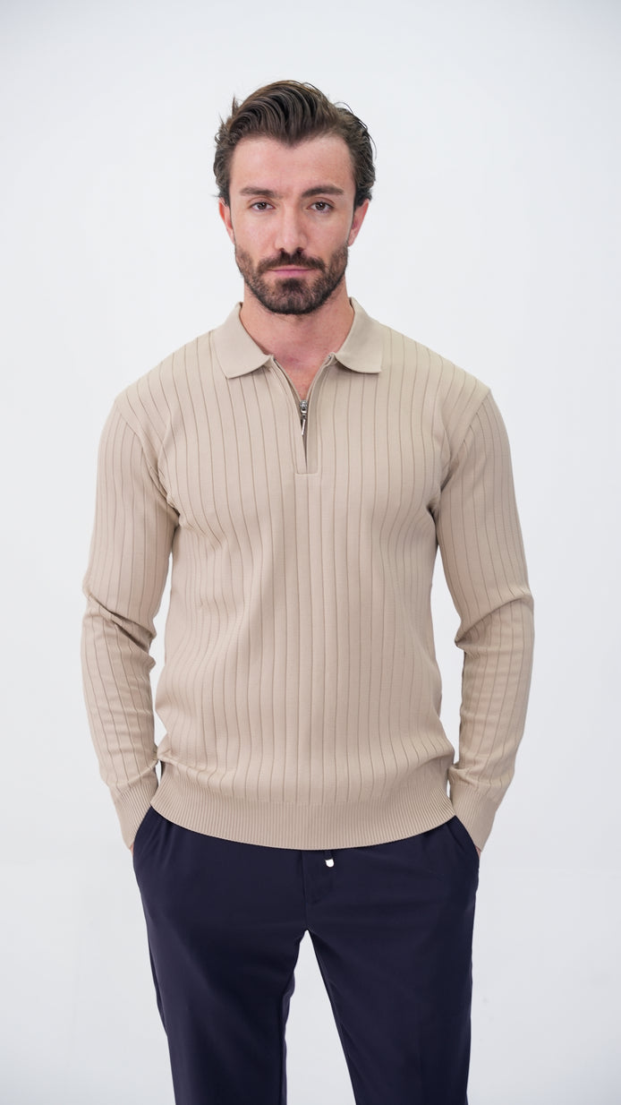 Pierres Dik Çizgili Polo Yaka Kazak - Vizyon