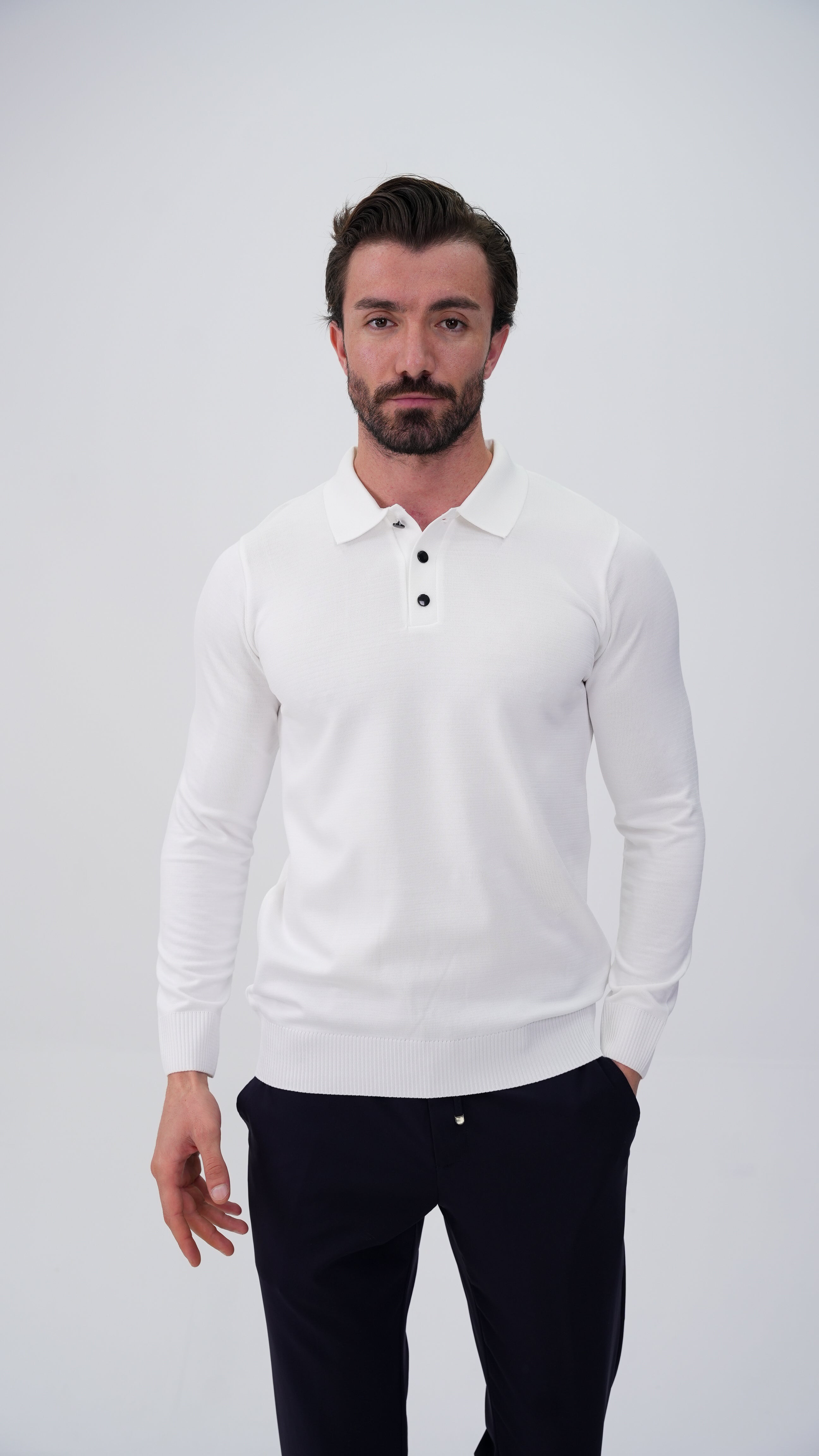 Soucy Polo Yaka Kazak - Beyaz