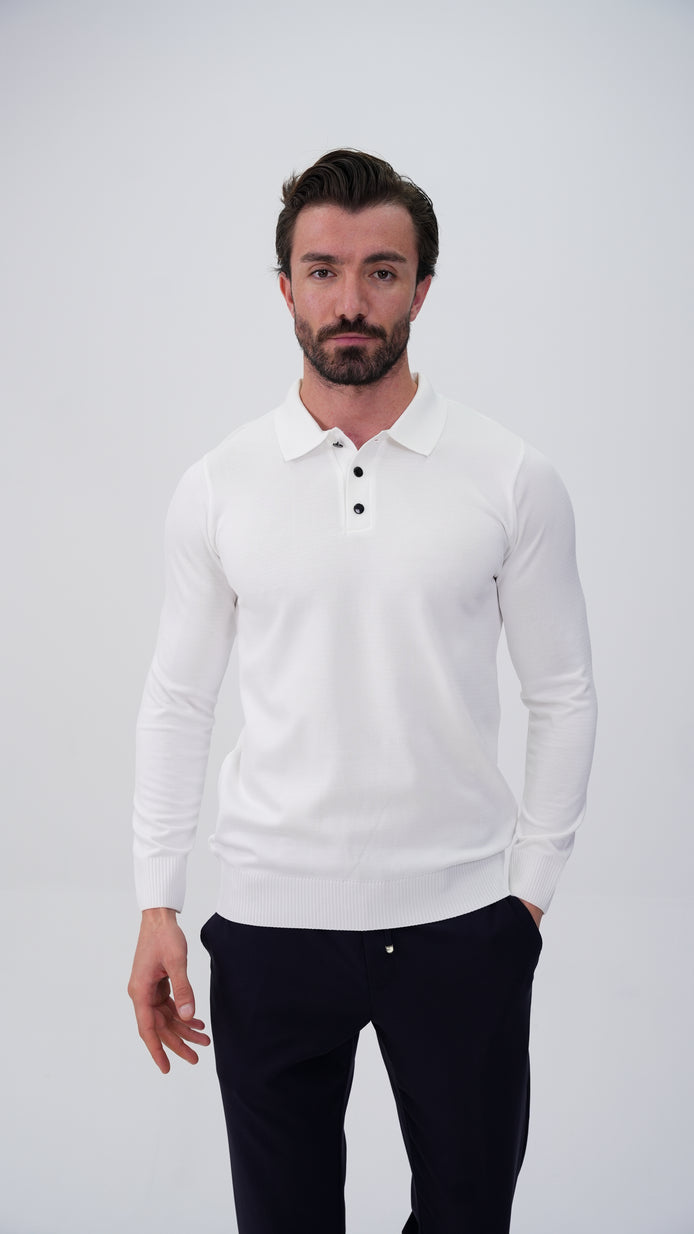 Soucy Polo Yaka Kazak - Beyaz
