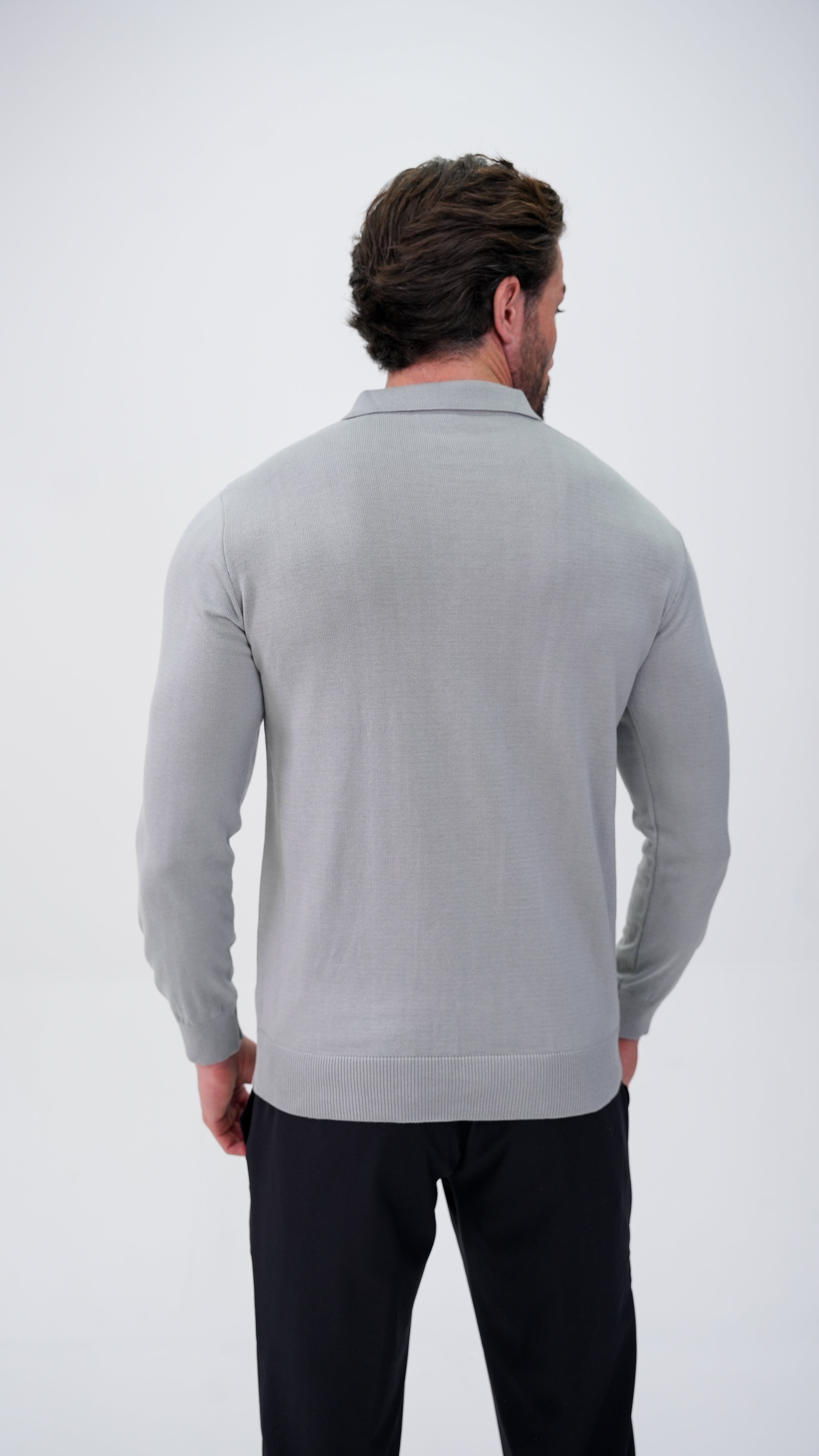 Piochet Yarım Fermuarlı Polo Yaka Kazak - Füme