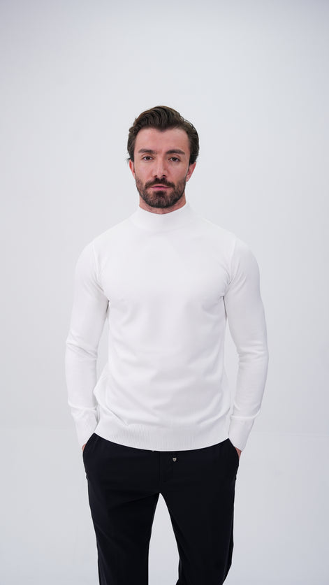 Grosse Yarım Boğazlı Kazak - Beyaz