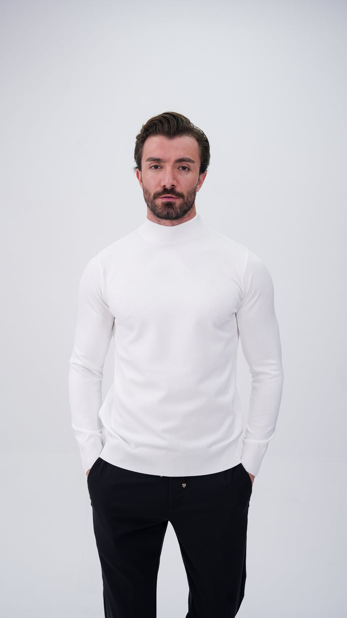 Grosse Yarım Boğazlı Kazak - Beyaz