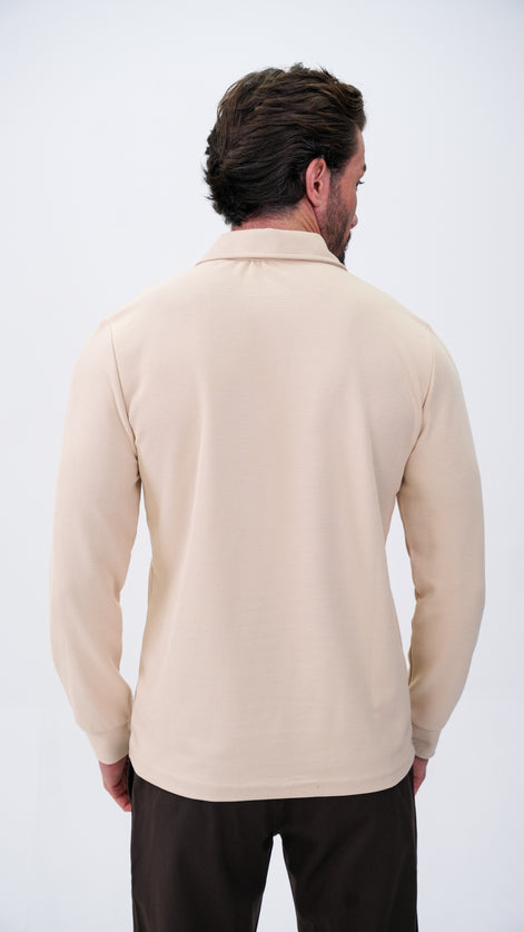 Labiaz Polo Yaka Uzun Kollu T-Shirt - Taş