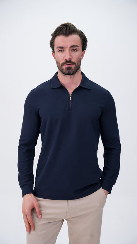 Labiaz Polo Yaka Uzun Kollu T-Shirt  - Lacivert