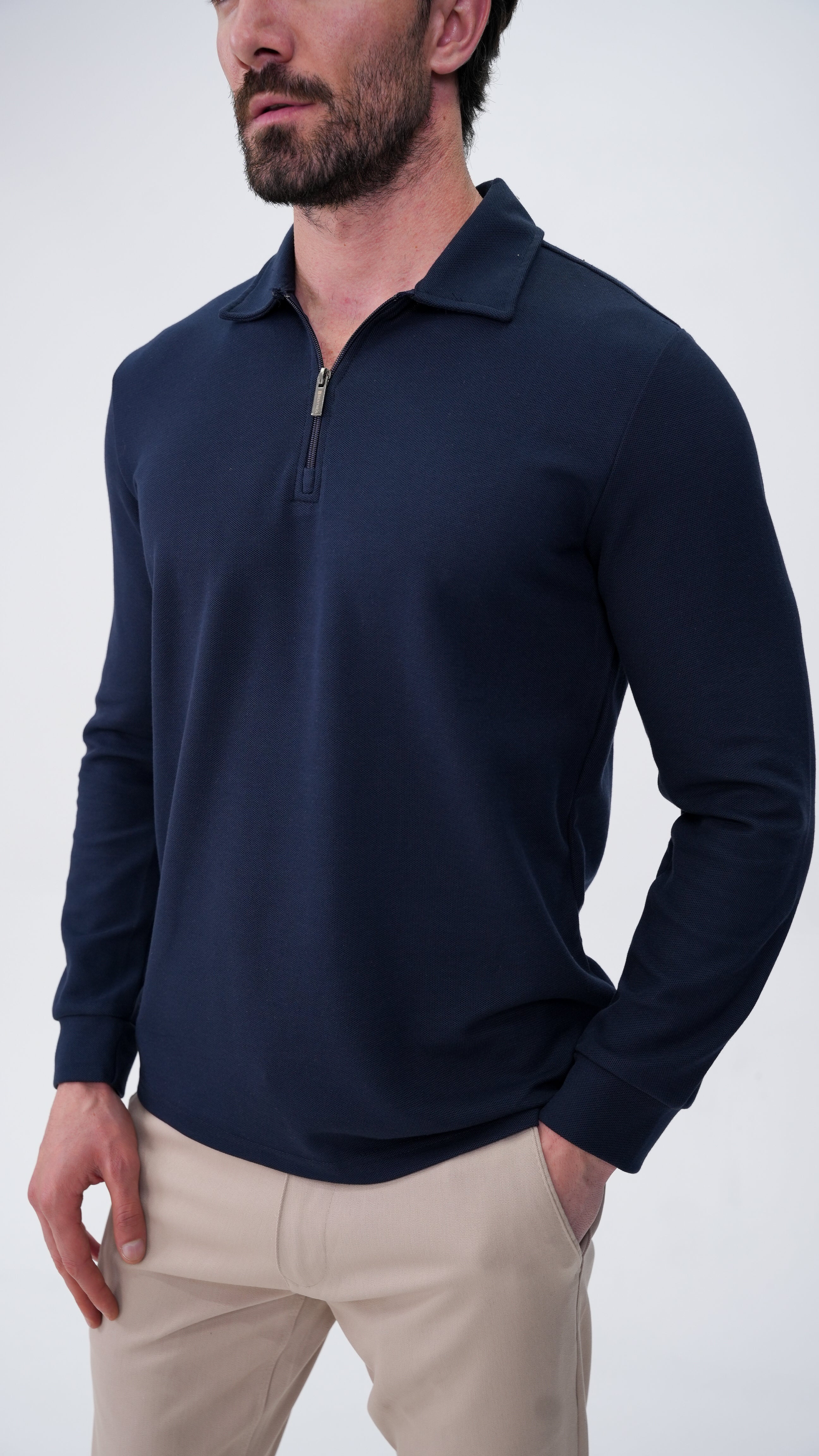 Labiaz Polo Yaka Uzun Kollu T-Shirt  - Lacivert