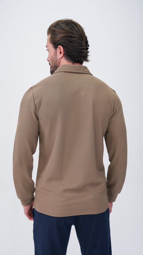 Labiaz Polo Yaka Uzun Kollu T-Shirt - Kahverengi