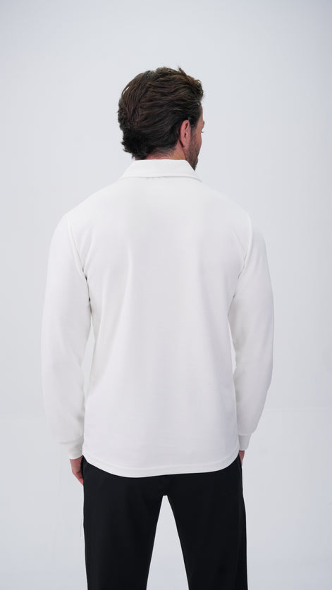 Labiaz Polo Yaka Uzun Kollu T-Shirt - Beyaz