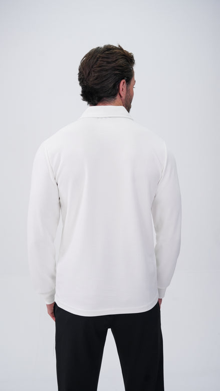 Labiaz Polo Yaka Uzun Kollu T-Shirt - Beyaz