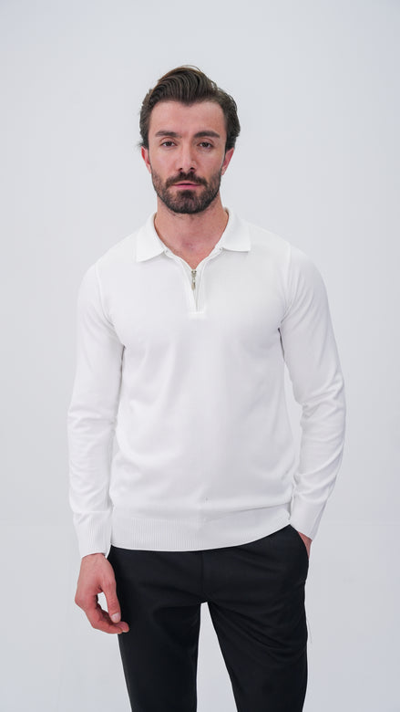 Reclus Polo Yaka Kazak - Beyaz