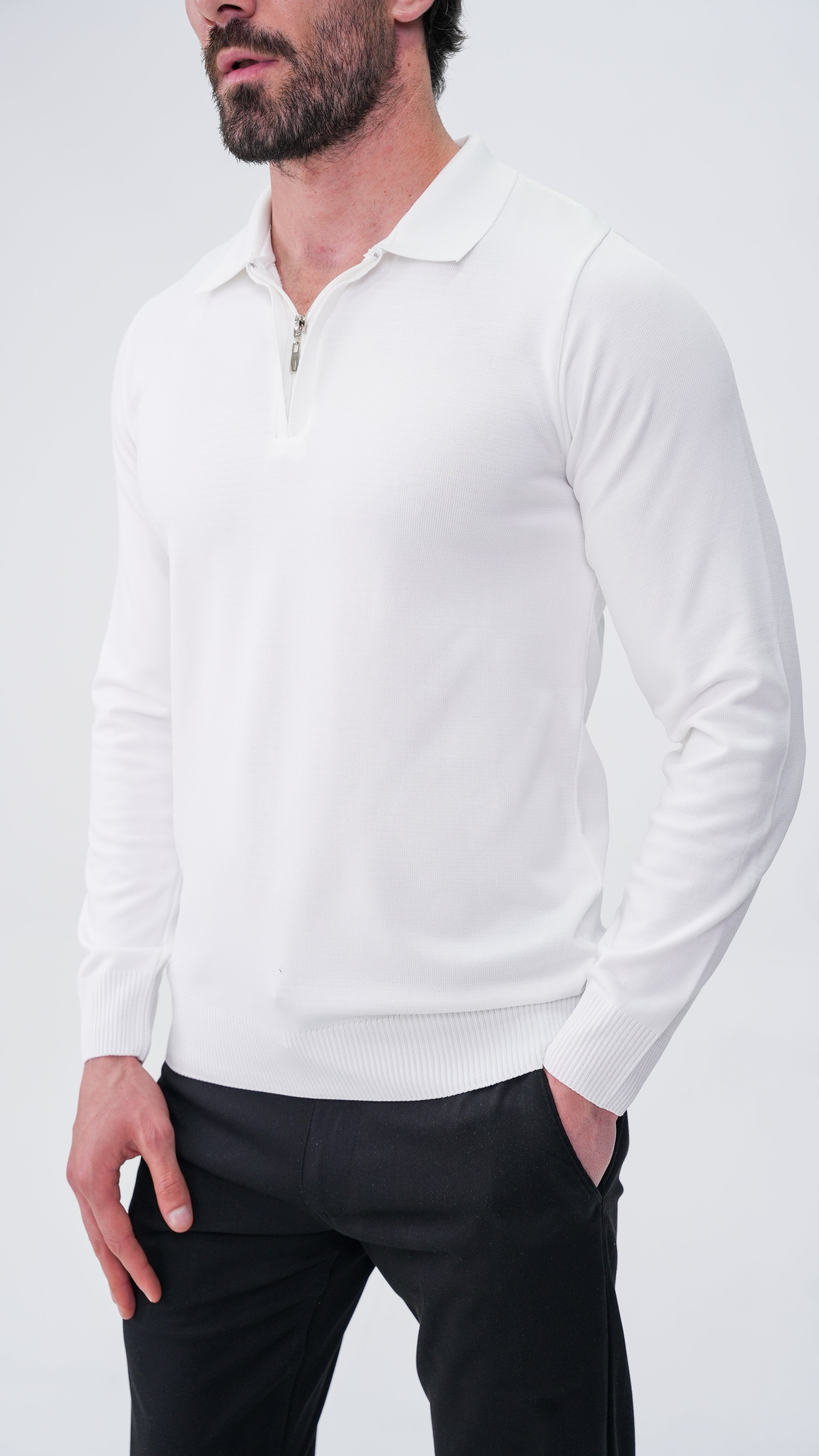 Reclus Polo Yaka Kazak - Beyaz