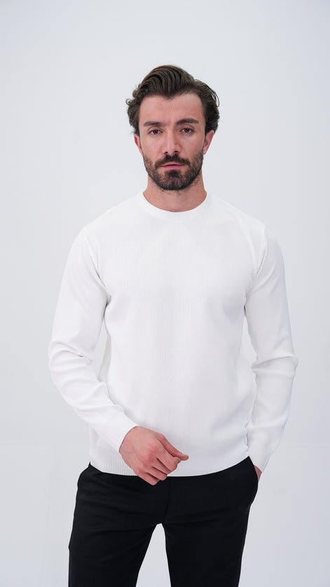 Voissant Bisiklet Yaka Kazak - Beyaz