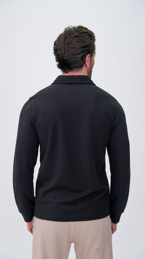 Labiaz Polo Yaka Uzun Kollu T-Shirt - Siyah