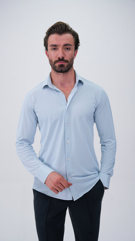 Stretchy Gömlek - Buz Mavisi