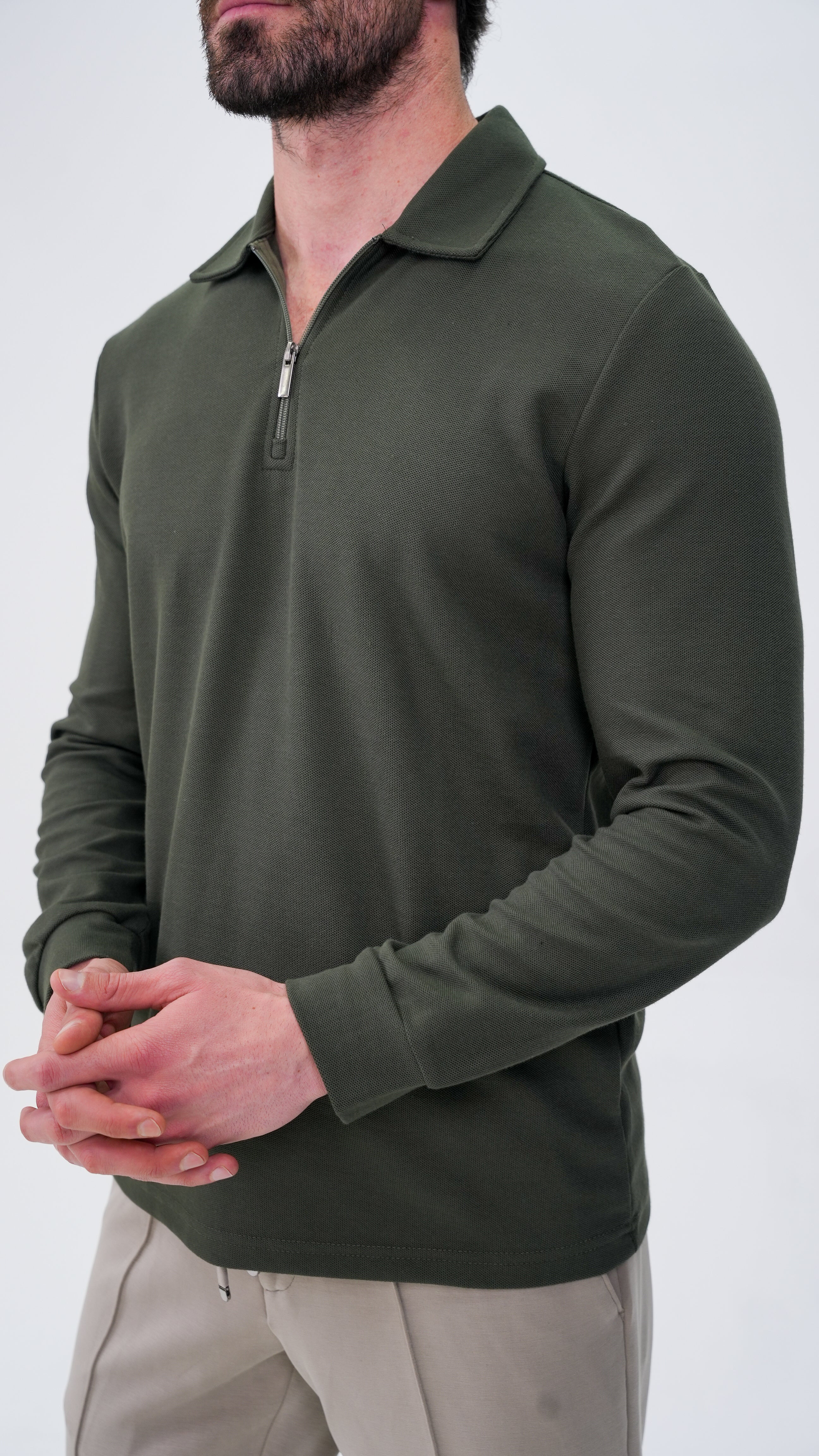 Labiaz Labiaz Polo Yaka Uzun Kollu T-Shirt  - Haki